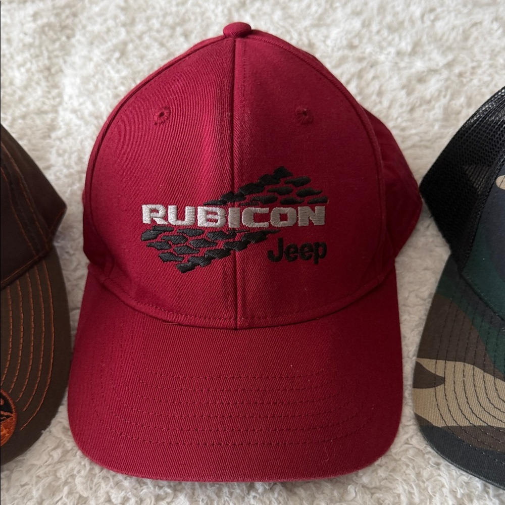 Jeep Brown, Red, and Green Hats a lot of 3 hats - Picture 3 of 7